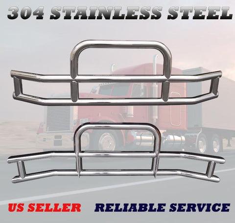 QSC Polished Stainless Steel Deer Bumper Guard w/ Bracket for Volvo VNL 04-17